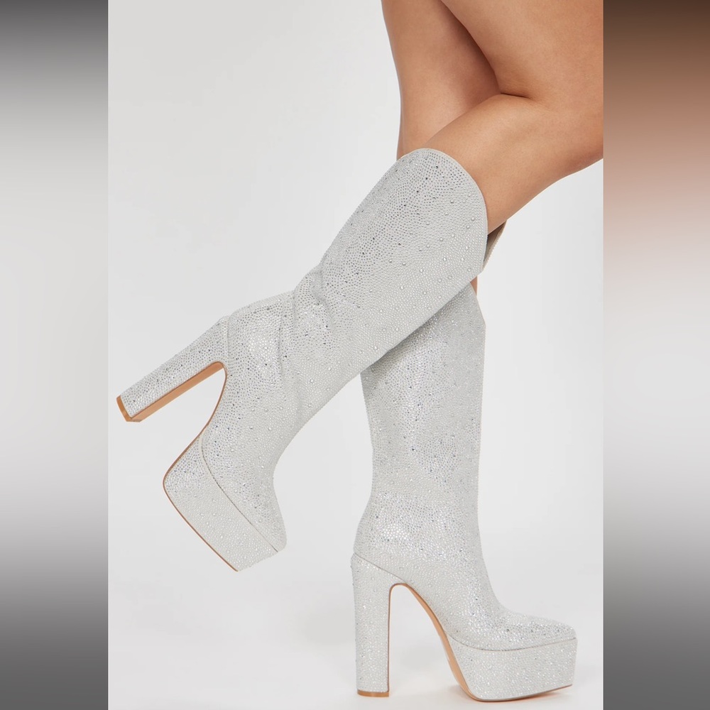 Western heeled rhinestone boots